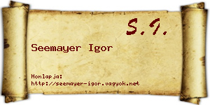 Seemayer Igor névjegykártya